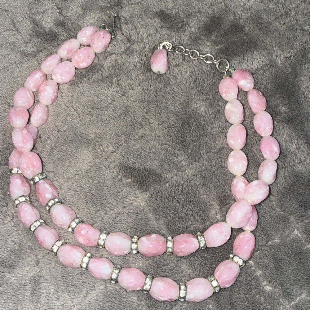 Crystal glass beaded necklace 1/20 g.f vintage